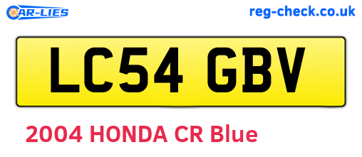LC54GBV are the vehicle registration plates.