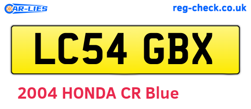 LC54GBX are the vehicle registration plates.
