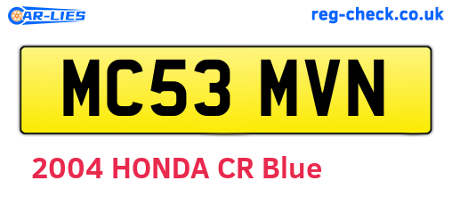 MC53MVN are the vehicle registration plates.