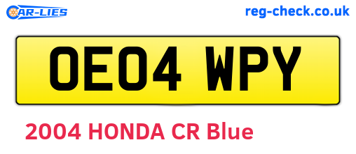 OE04WPY are the vehicle registration plates.