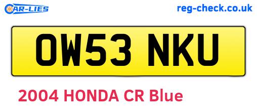 OW53NKU are the vehicle registration plates.