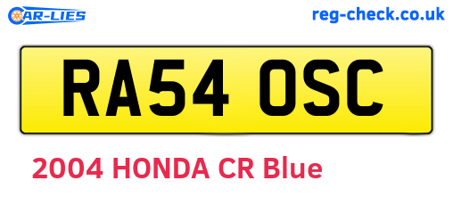 RA54OSC are the vehicle registration plates.