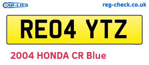 RE04YTZ are the vehicle registration plates.