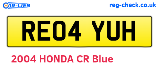 RE04YUH are the vehicle registration plates.