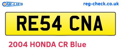 RE54CNA are the vehicle registration plates.