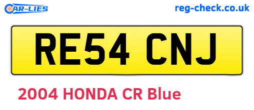 RE54CNJ are the vehicle registration plates.