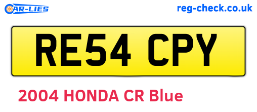 RE54CPY are the vehicle registration plates.