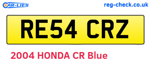 RE54CRZ are the vehicle registration plates.