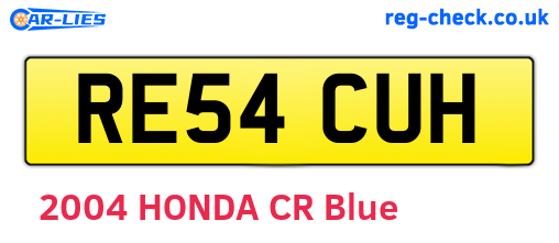 RE54CUH are the vehicle registration plates.