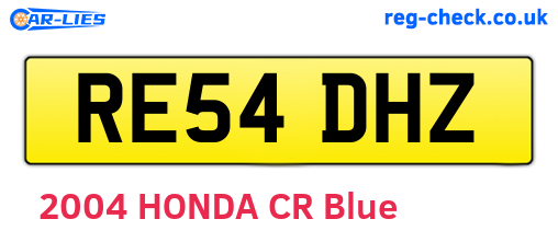 RE54DHZ are the vehicle registration plates.