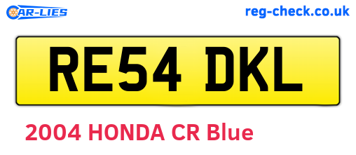 RE54DKL are the vehicle registration plates.