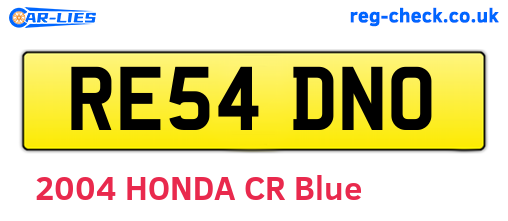 RE54DNO are the vehicle registration plates.