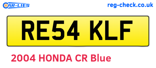RE54KLF are the vehicle registration plates.