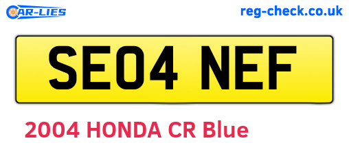 SE04NEF are the vehicle registration plates.
