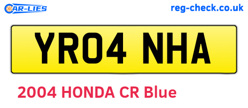 YR04NHA are the vehicle registration plates.