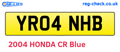 YR04NHB are the vehicle registration plates.