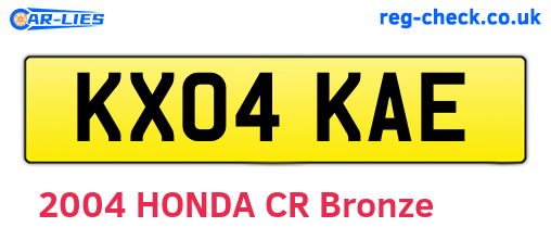 KX04KAE are the vehicle registration plates.