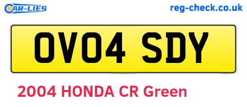 OV04SDY are the vehicle registration plates.