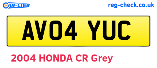 AV04YUC are the vehicle registration plates.