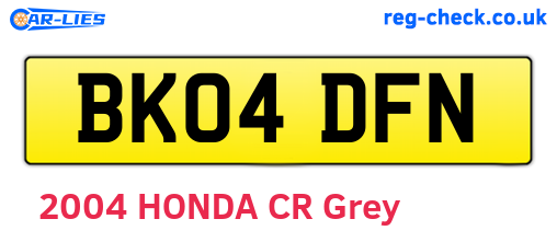 BK04DFN are the vehicle registration plates.