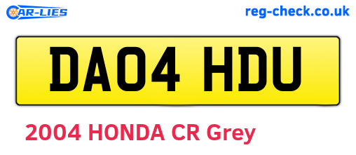 DA04HDU are the vehicle registration plates.