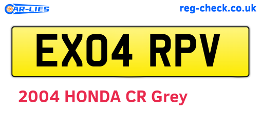 EX04RPV are the vehicle registration plates.