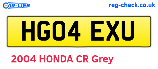HG04EXU are the vehicle registration plates.