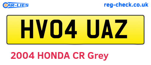 HV04UAZ are the vehicle registration plates.