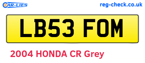 LB53FOM are the vehicle registration plates.
