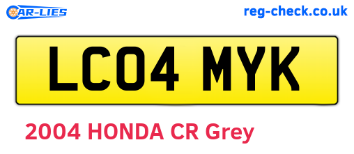 LC04MYK are the vehicle registration plates.