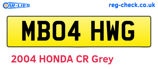 MB04HWG are the vehicle registration plates.