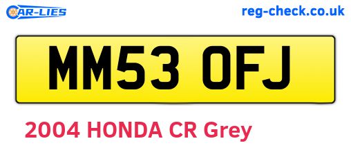 MM53OFJ are the vehicle registration plates.