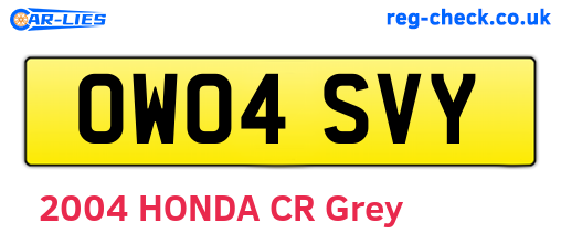 OW04SVY are the vehicle registration plates.
