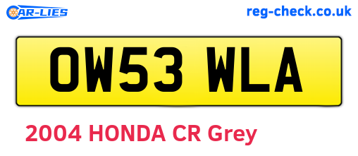 OW53WLA are the vehicle registration plates.