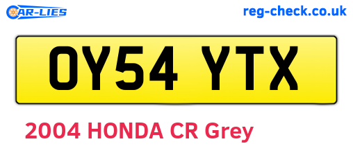 OY54YTX are the vehicle registration plates.