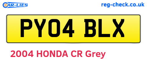 PY04BLX are the vehicle registration plates.