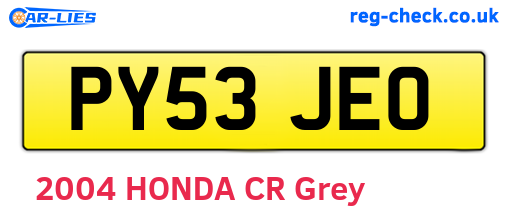 PY53JEO are the vehicle registration plates.