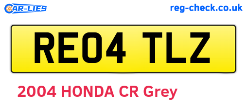 RE04TLZ are the vehicle registration plates.