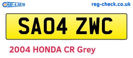 SA04ZWC are the vehicle registration plates.