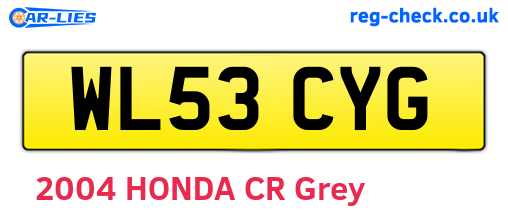 WL53CYG are the vehicle registration plates.