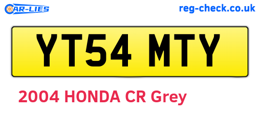 YT54MTY are the vehicle registration plates.