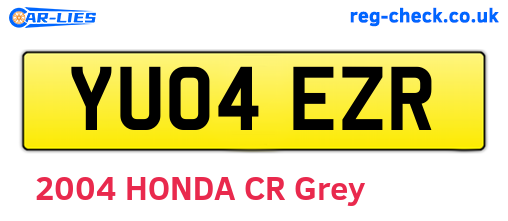 YU04EZR are the vehicle registration plates.