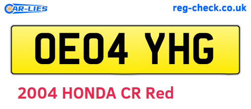 OE04YHG are the vehicle registration plates.