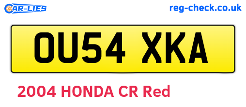 OU54XKA are the vehicle registration plates.
