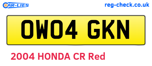 OW04GKN are the vehicle registration plates.