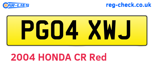 PG04XWJ are the vehicle registration plates.