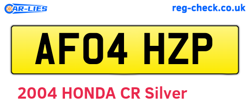 AF04HZP are the vehicle registration plates.