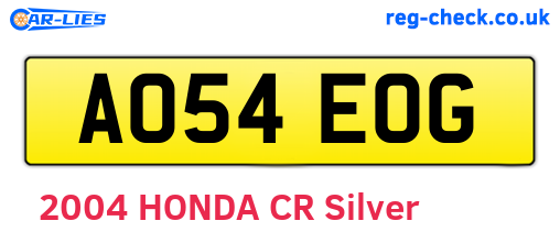 AO54EOG are the vehicle registration plates.