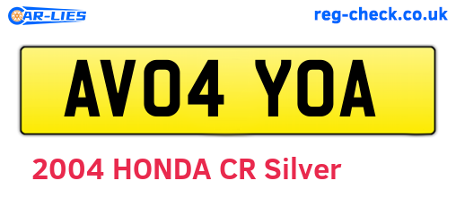 AV04YOA are the vehicle registration plates.