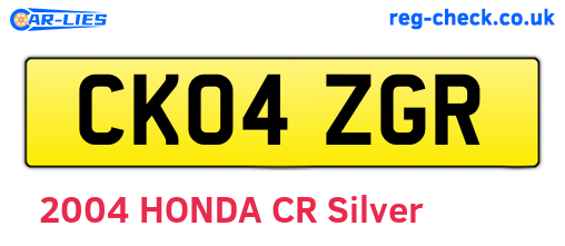 CK04ZGR are the vehicle registration plates.